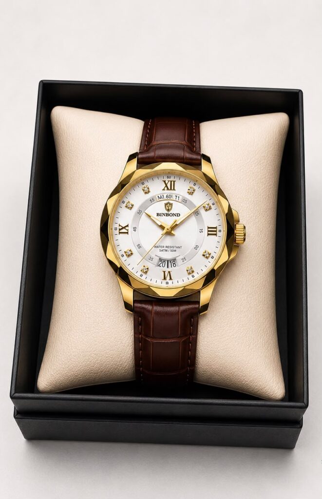BINBOND B4121 Luxury Men’s Watch > Golden  colour